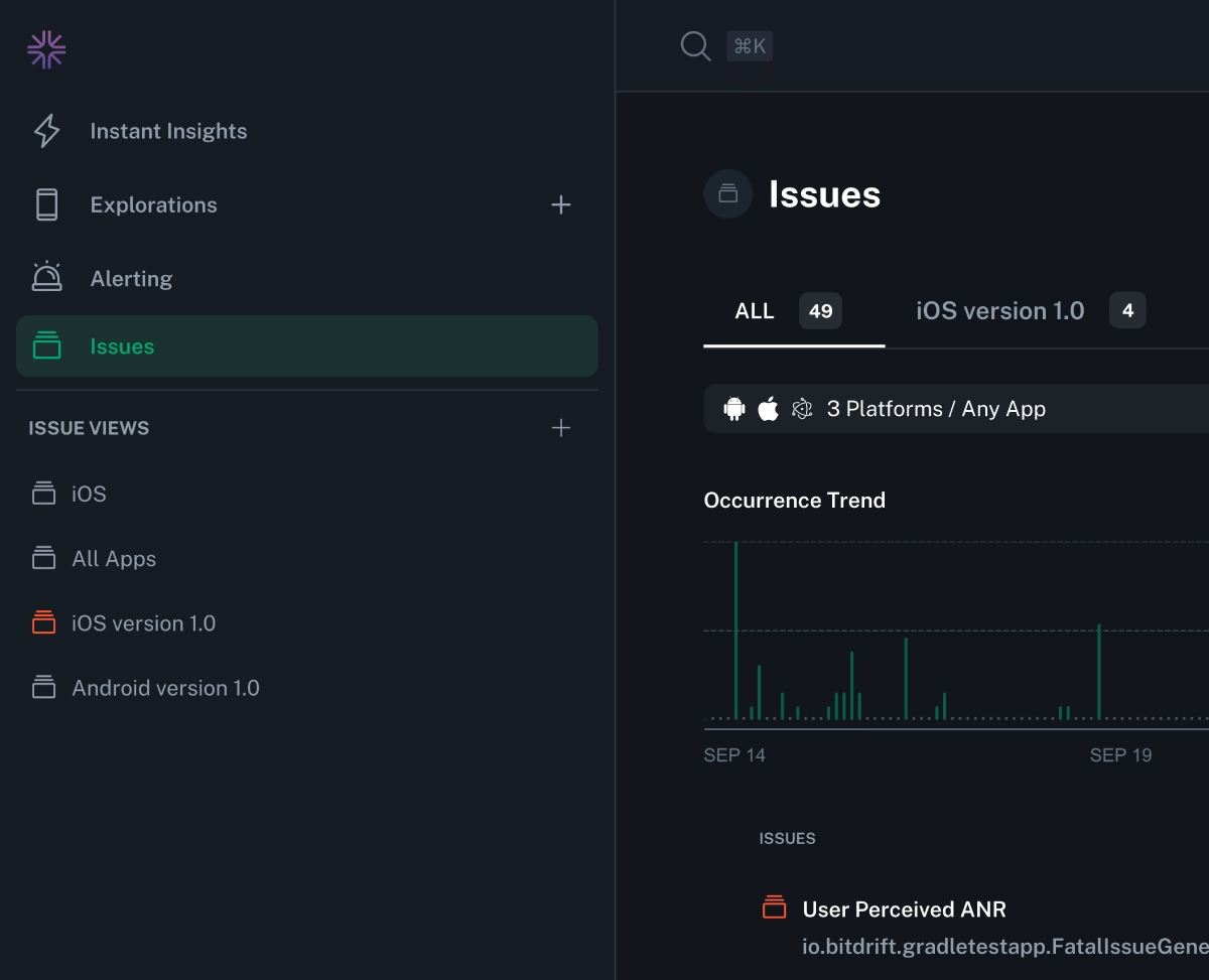 Issue sidebar showing color-coded icons for alert-configured views